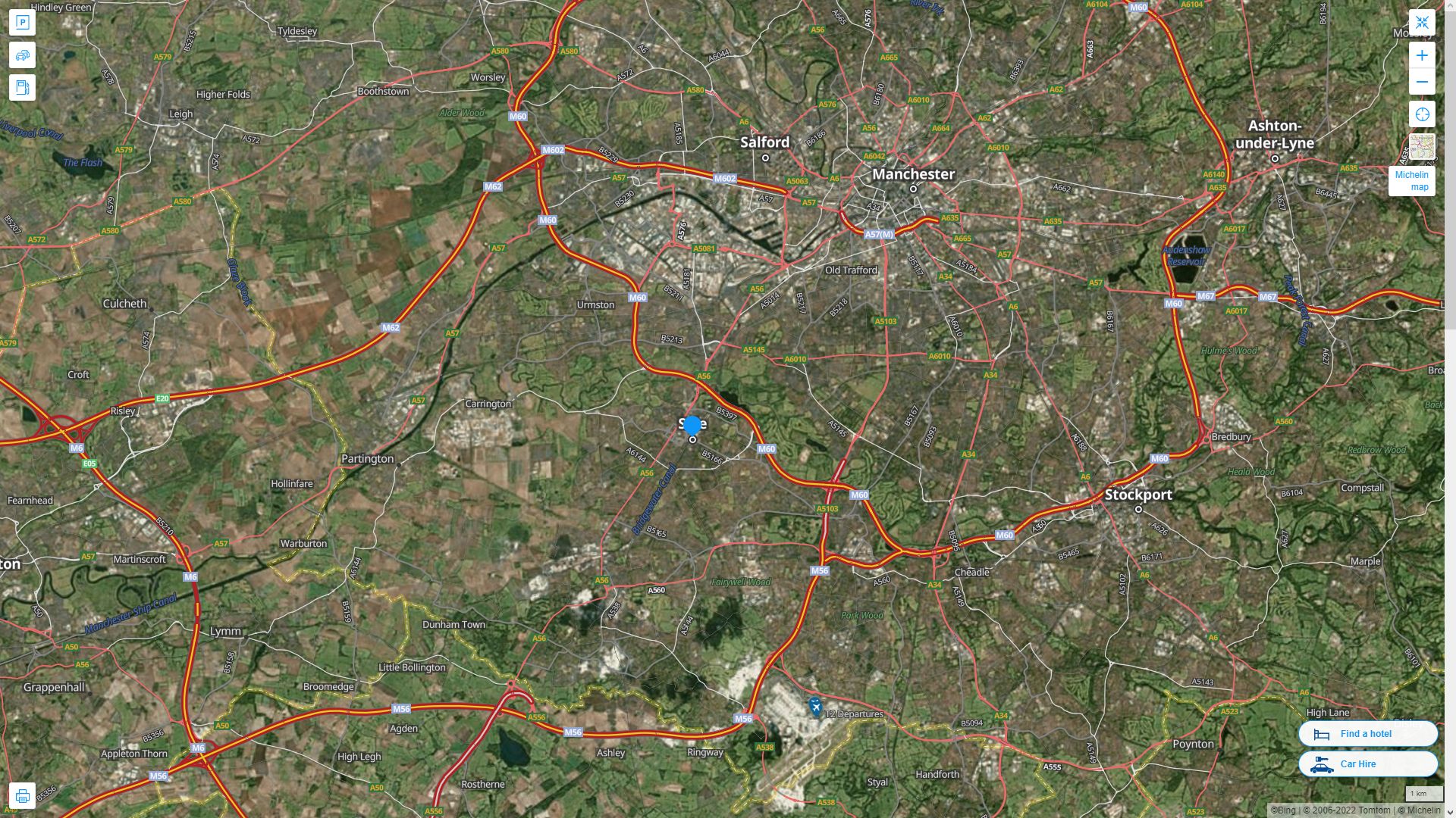 Sale Royaume Uni Autoroute et carte routiere avec vue satellite